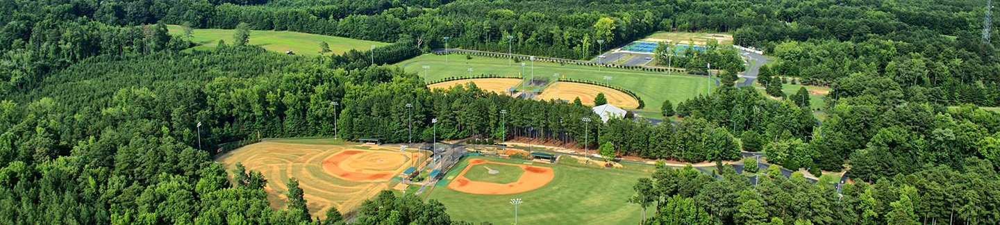 Aerial view of Granville Athletic Park in Oxford, North Carolina.